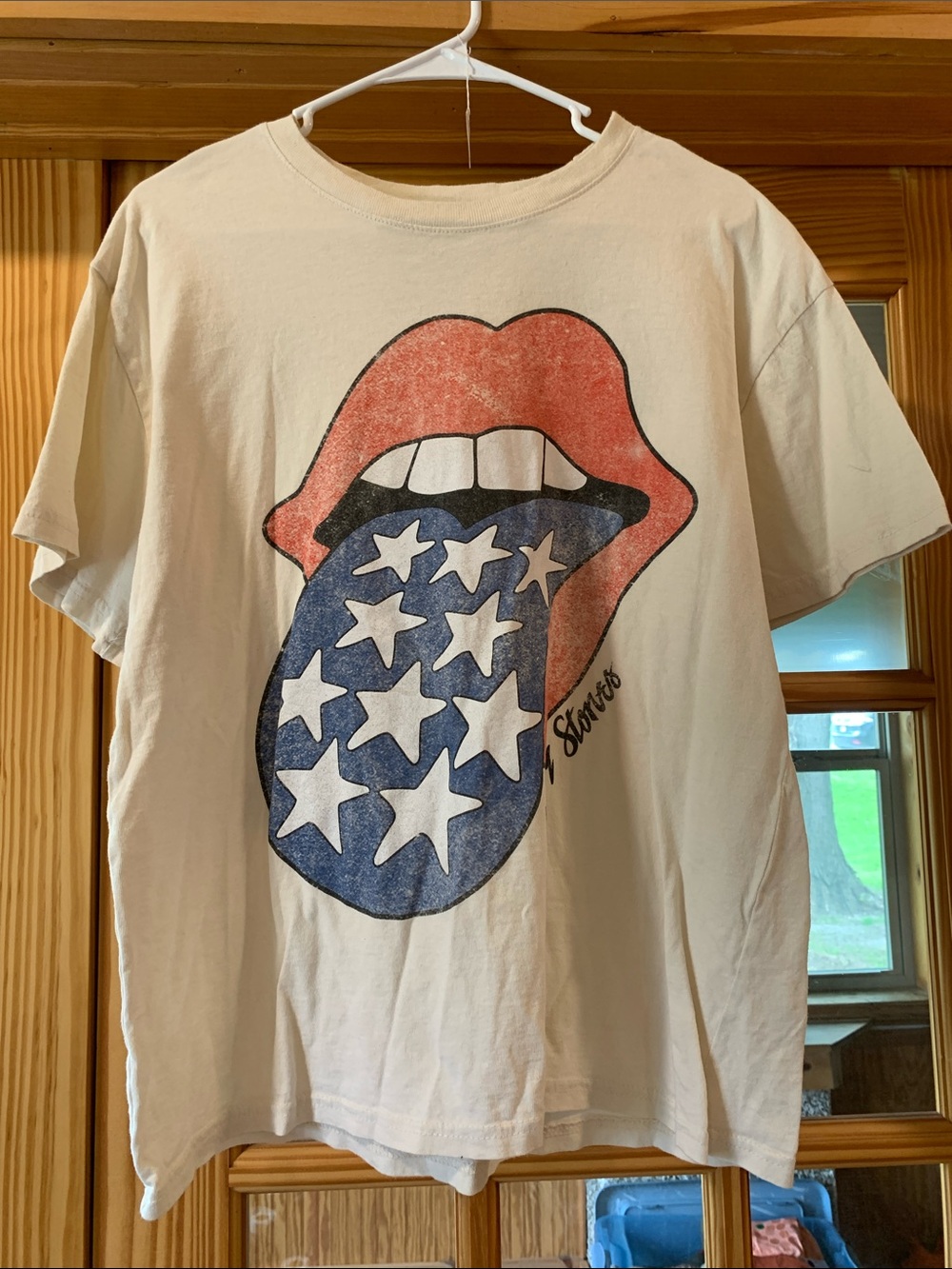Unisex Rolling Stones Tongue Graphic Print Band Tee Short Sleeve T-shirt XL